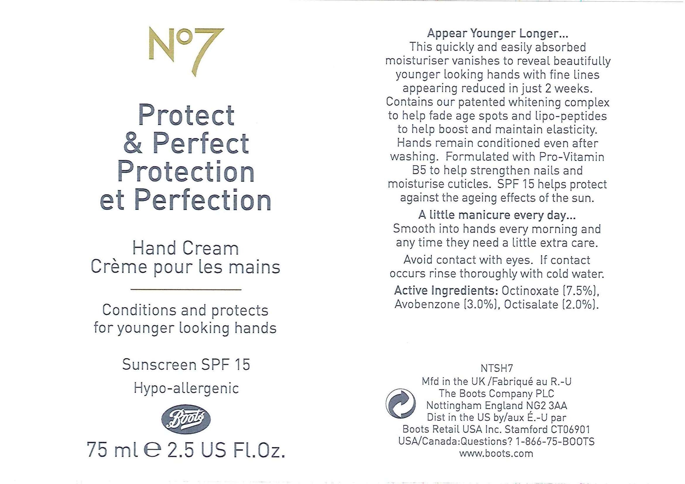 No7 Protect and Perfect Hand Sunscreen SPF 15